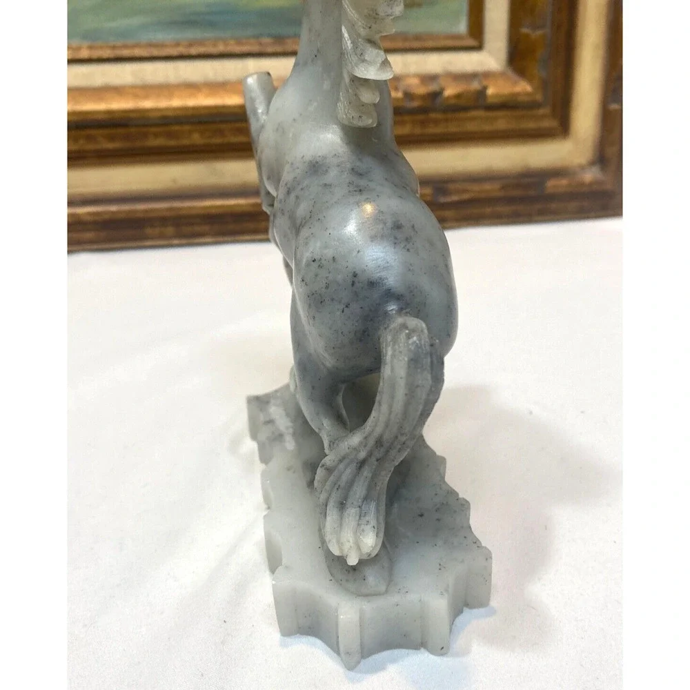Vintage Chinese Hand Carved Marble Soapstone Horse Sculpture Gorgeous 4.5x7
